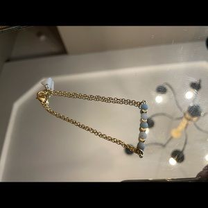 Handmade teal/aqua/gray and gold bracelet